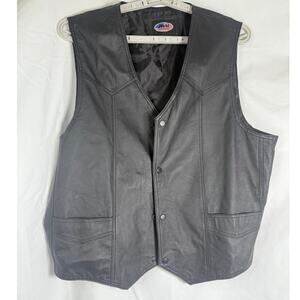 Vintage Vietnam Veteran Leather Motorcycle Vest Men’s 3XL Black Biker Vest